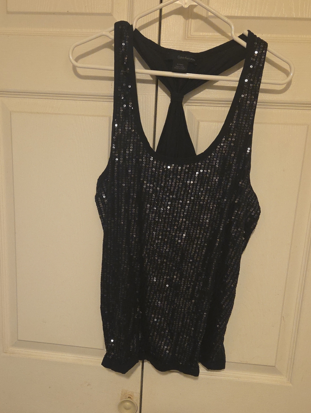 Calvin Klein Black Sequin Racerback Tank